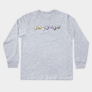 D&D Dice Nonbinary Pride Kids Long Sleeve T-Shirt